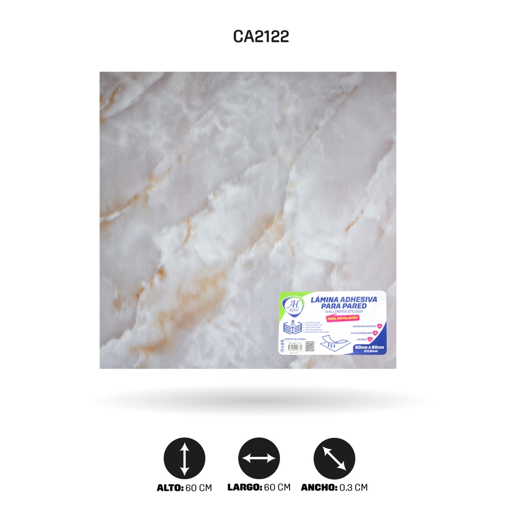 LÁMINA ADHESIVA PARA  PARED MÁRMOL BLANCO  ARENA X10 UND 60CM FC7023 [PAC5462]