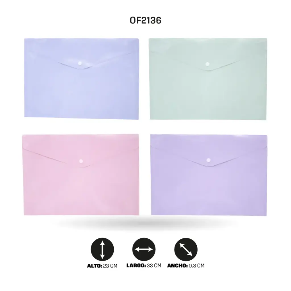CARPETA AH ROYAL PASTEL DE BOTON  A4 209-18C, 12PCS/BAG [PAC4793]