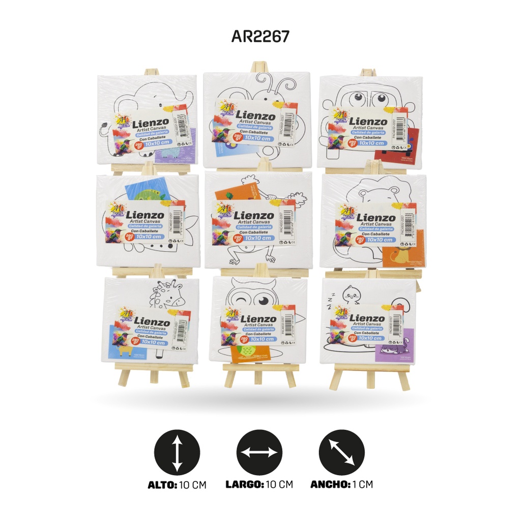 LIENZO ESTAMPADO  10x10CM CABALLETE 9 MOTIVOS [PAC4832-2267]