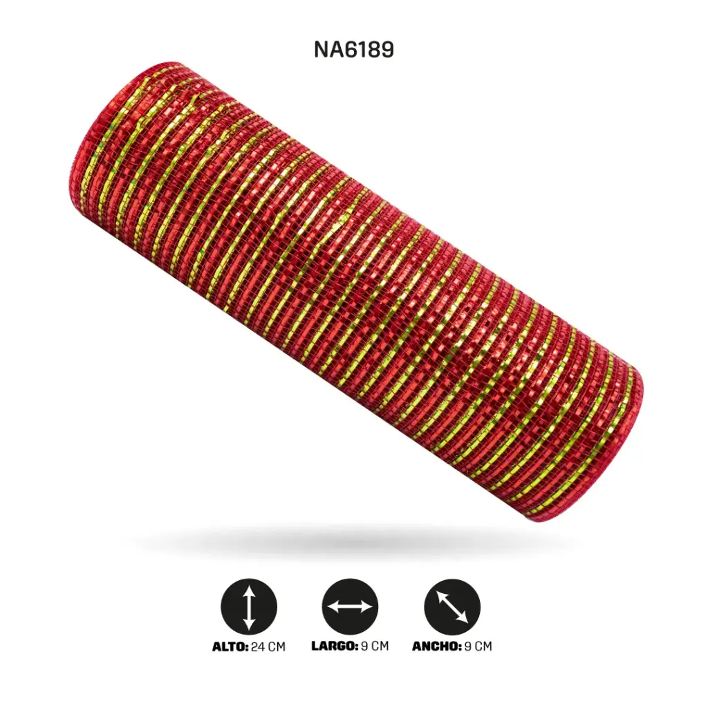 MALLA 24cm x 7m ROJO+DORADO [PAC5123]