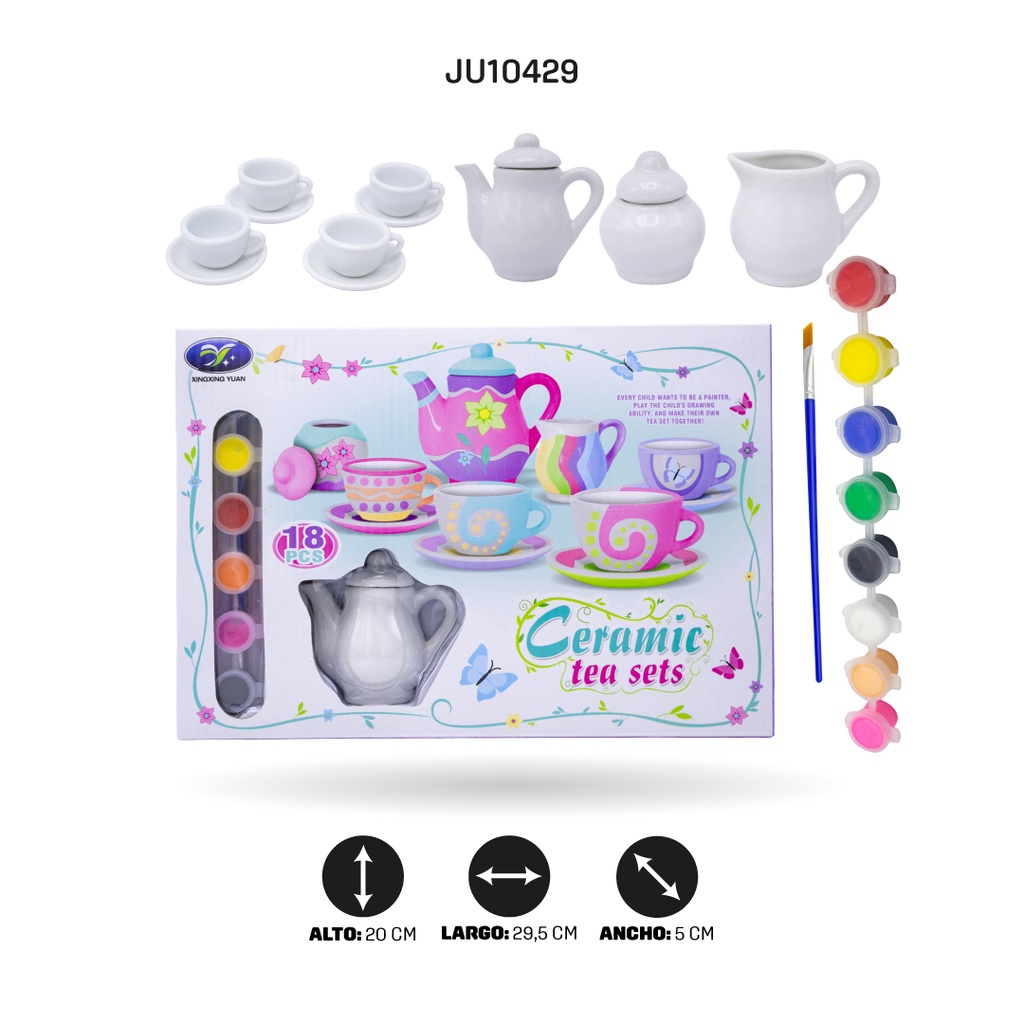 JUEGO DE TE - PINTA TUS CERAMICAS X 18 PIEZAS [868-E36]
