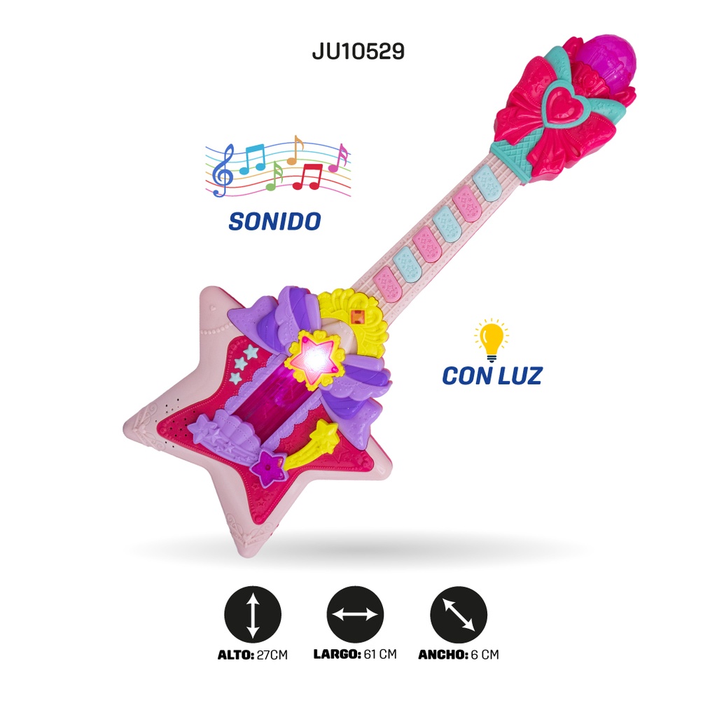 GUITARRA ELÉCTRICA FIGURA ESTRELLA CON LUCES Y SONIDO [668B-1]