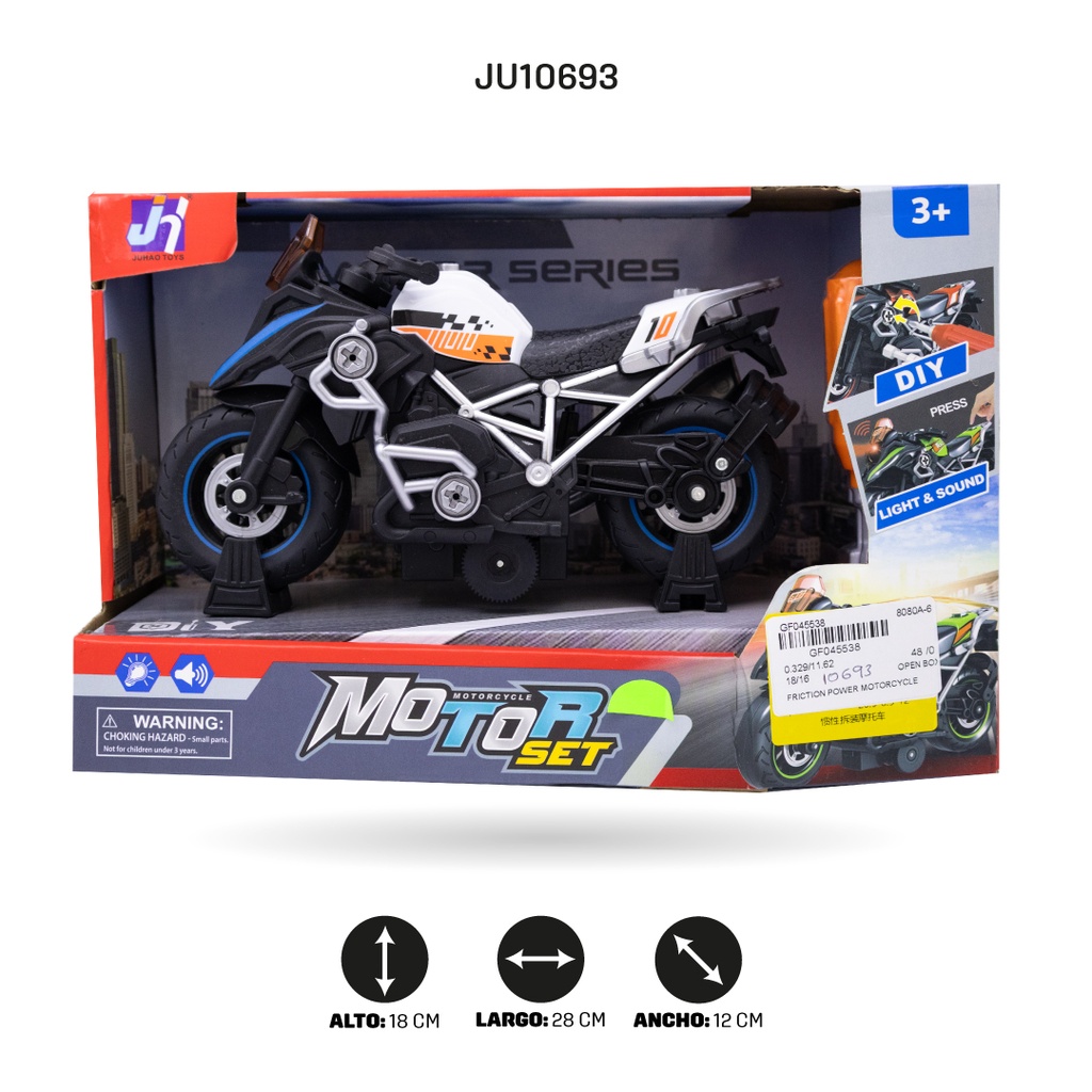 MOTOCICLETA DE FRICCIÓN POWERL CON SONIDO [8080A-6]