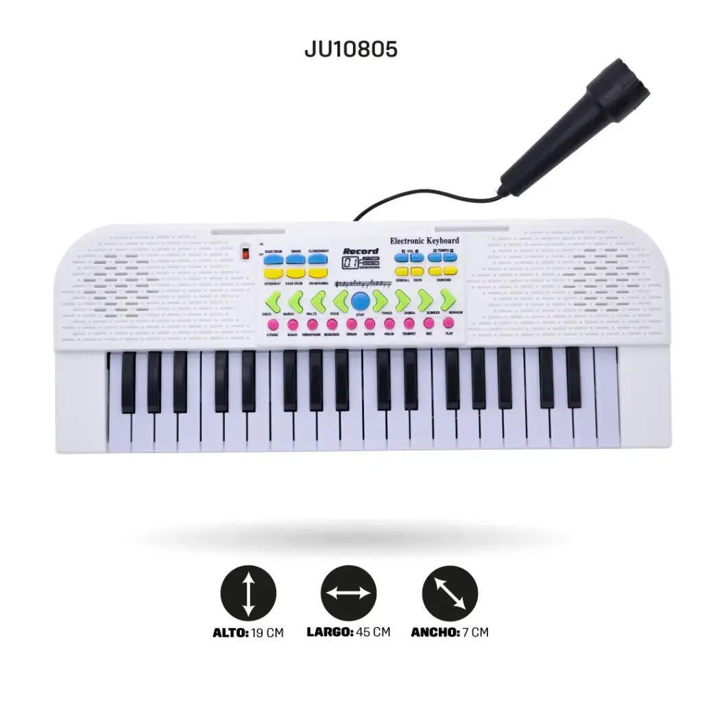 PIANO DE 37 TECLAS CON MICROFONO Y CARGADOR SUB [Q-269]