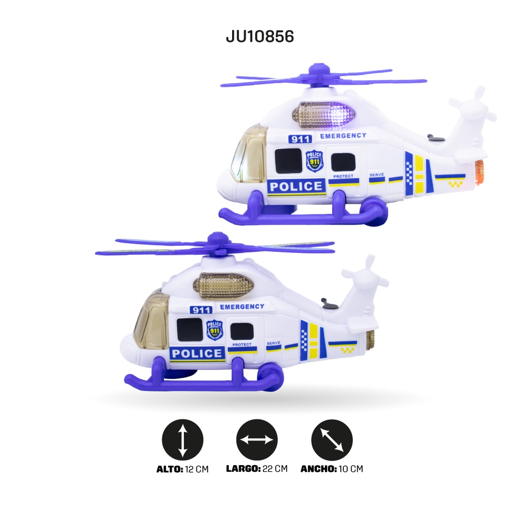 HELICÓPTERO ELÉCTRICO UNIVERSAL CON MÚSICA Y LUZ EN SPRAY (POLICÍA) [8842]