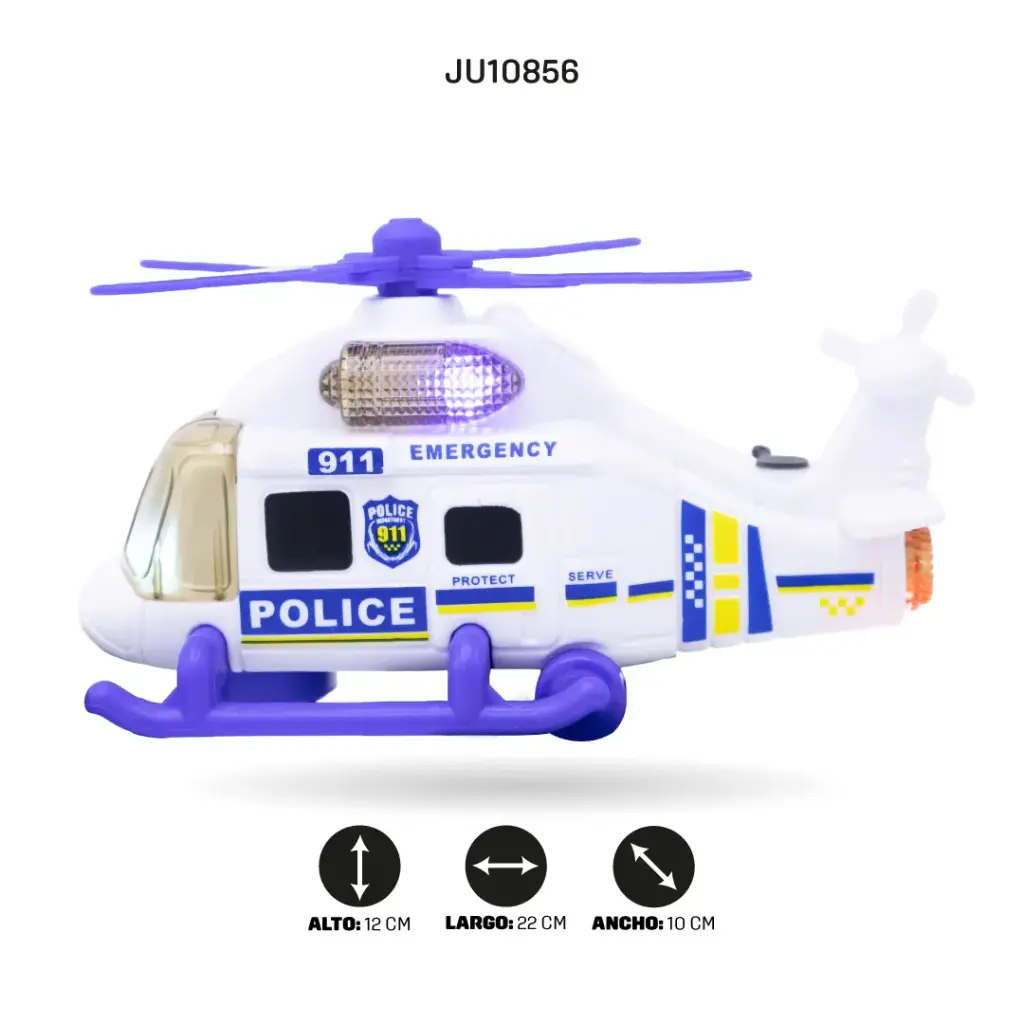 HELICÓPTERO ELÉCTRICO UNIVERSAL CON MÚSICA Y LUZ EN SPRAY (POLICÍA) [8