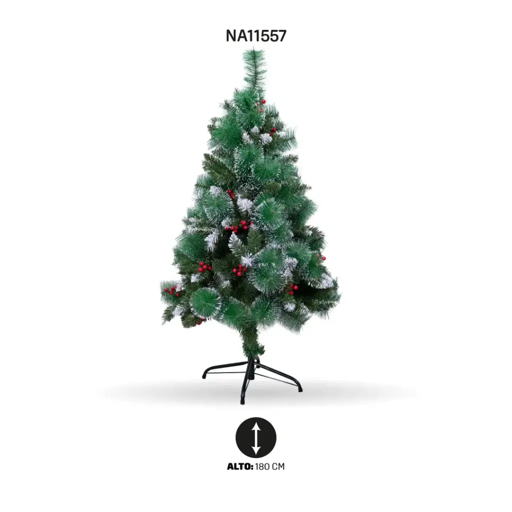 ARBOL DE NAVIDAD CON NIEVE Y CEREZOS 180 CM-700T [PAC5672]