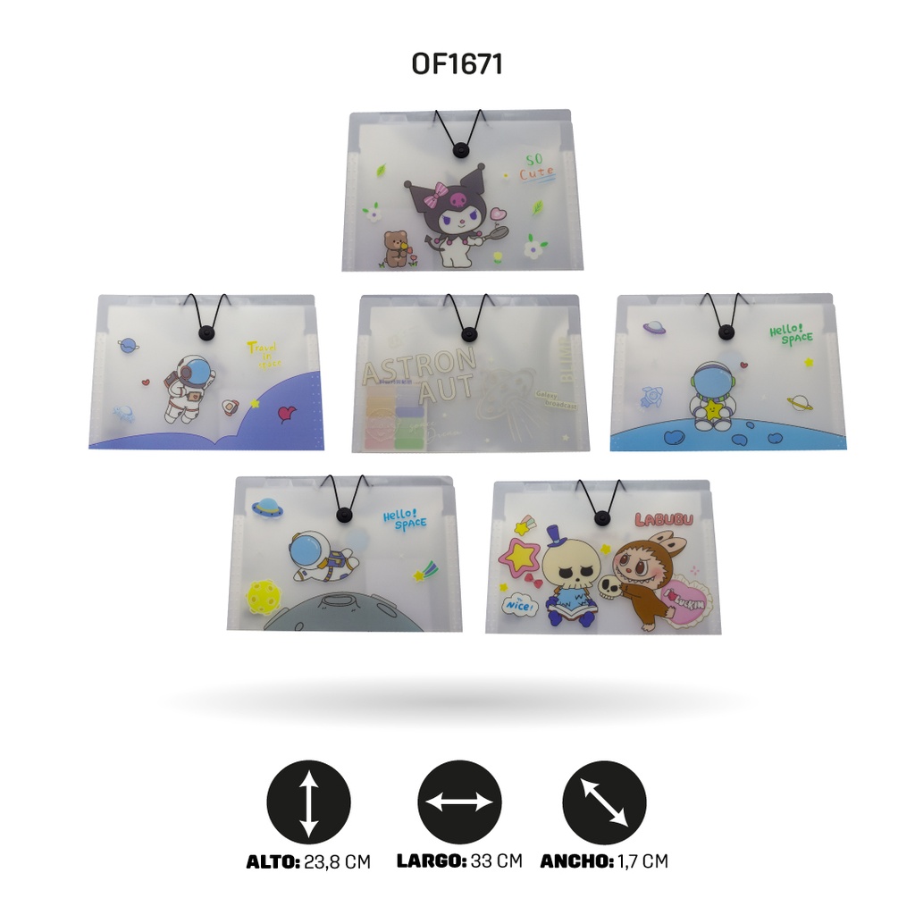 ARCHIVADOR 8 BOLSILLOS  A4 8322/8332/8325/8321 ESTAMPADO 4 MOTIVOS  [PAC4527]