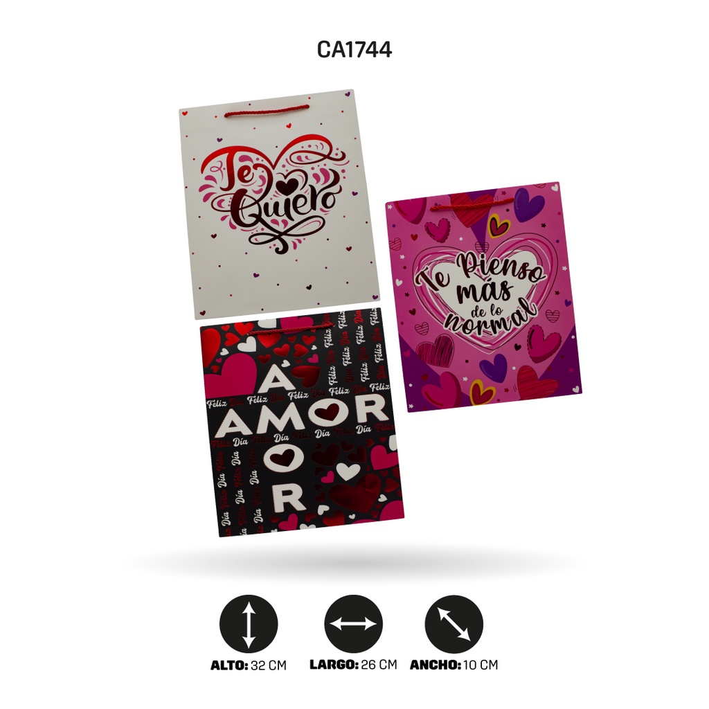 BOLSA REGALO 3D FELIZ DIA DISPLAY X12 UND 4 MOTIVOS YM-2005-M 26x32x10 210grs[PAC5157]