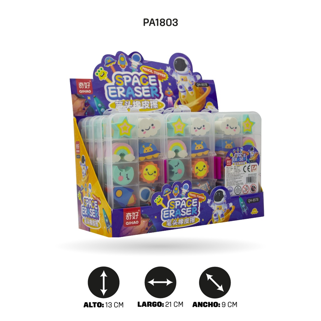 BORRADOR DE FIGURAS ESPACIALES CAJA ACRILICA QH-8578  [PAC4621]