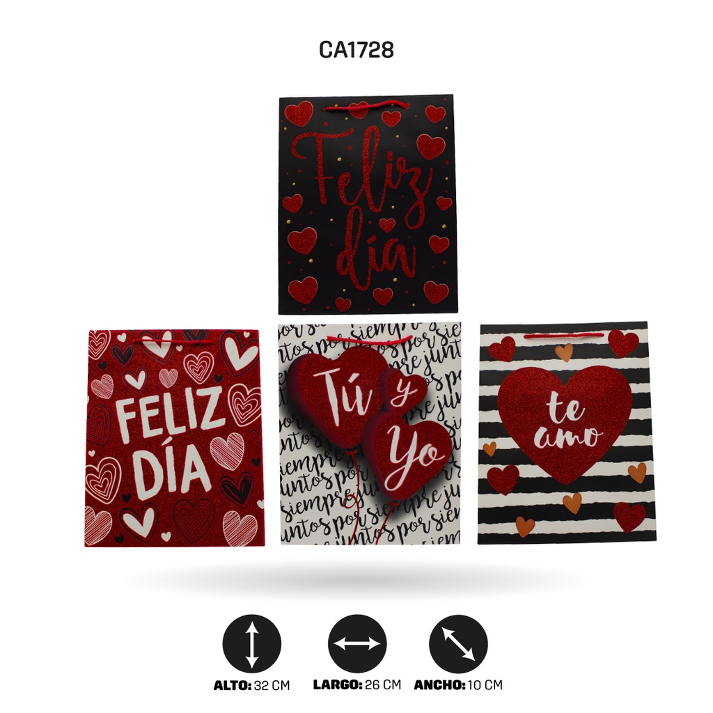 BOLSA REGALO 3D ESCARCHADA DISPLAY X12 UND 26x32x10 210grsYM-1802-M [PAC5158]