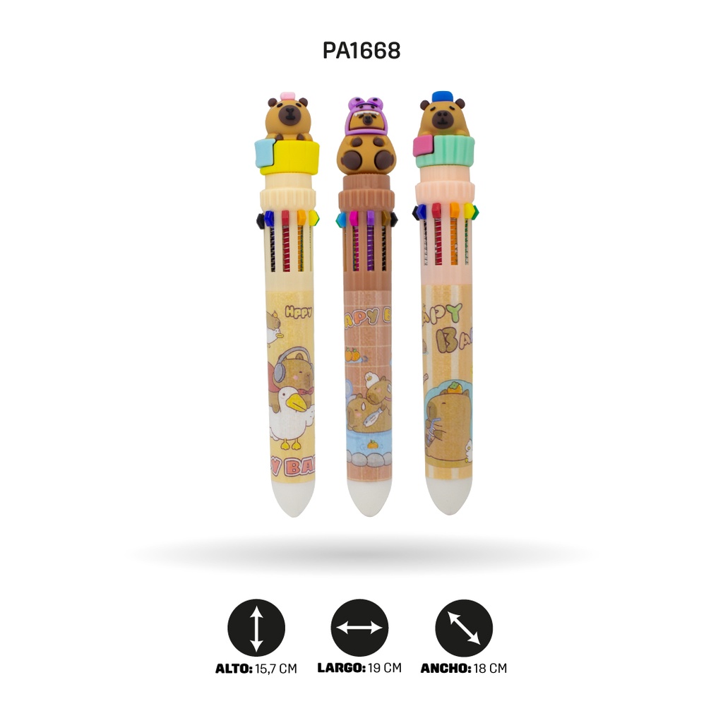 BOLIGRAFO 10 COLORES CAPYBARA BOX 36 UND XX-6629 [PAC4561-PAC5817]