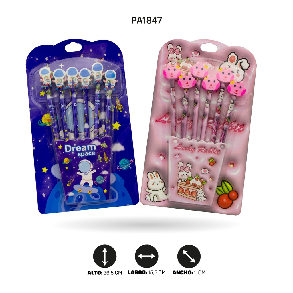 SET DE LAPIZ  ASTRONAUTA-CONEJO ROSA 8032 [PAC4590]