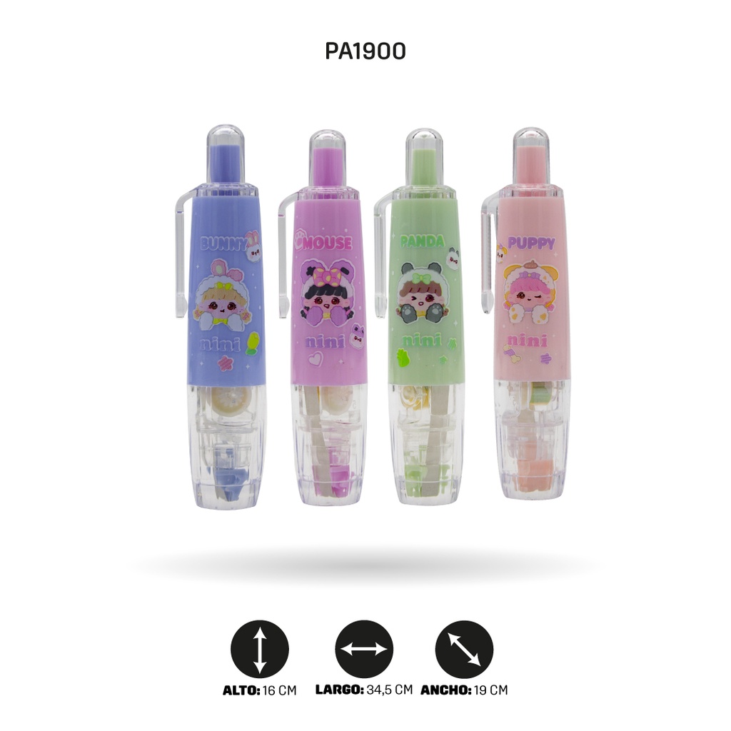 CINTA CORRECTORA PARA NIÑA X 4 COLORES (DISPLAY X 24 UND) [PAC4639]