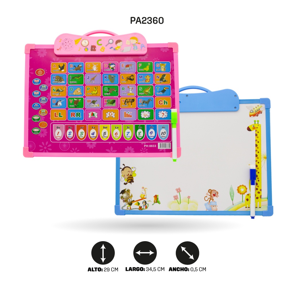 TABLERO CON TECLA Y SONIDO EN ESPAÑOL PARA NIÑO Y NIÑA 8833  [PAC4735]