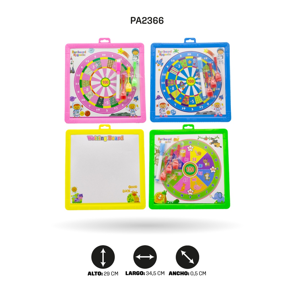 TABLERO CON DARDOS COLOR NEÓN 4 MOTIVOS 902F  [PAC4743]