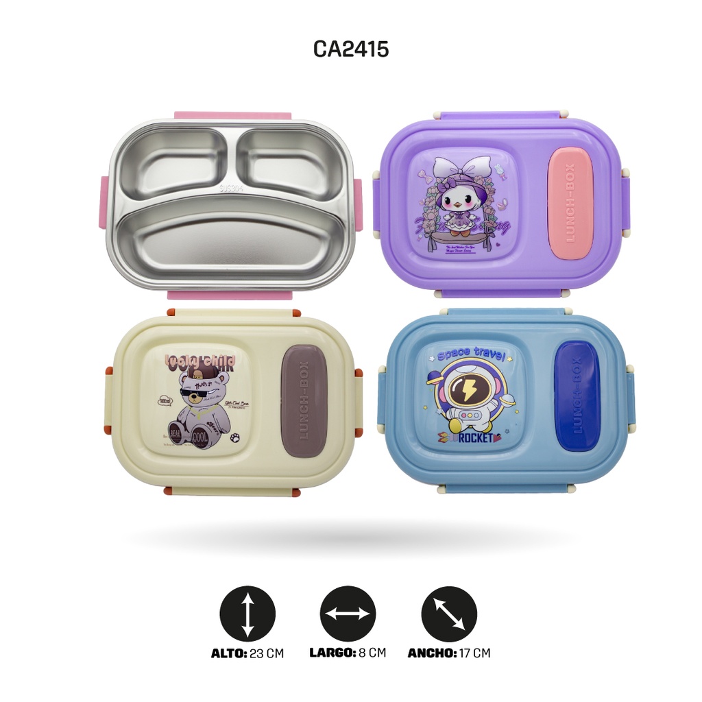 LONCHERA DE ACERO INOXIDABLE, 4 MOTIVOS 882 [PAC4796]