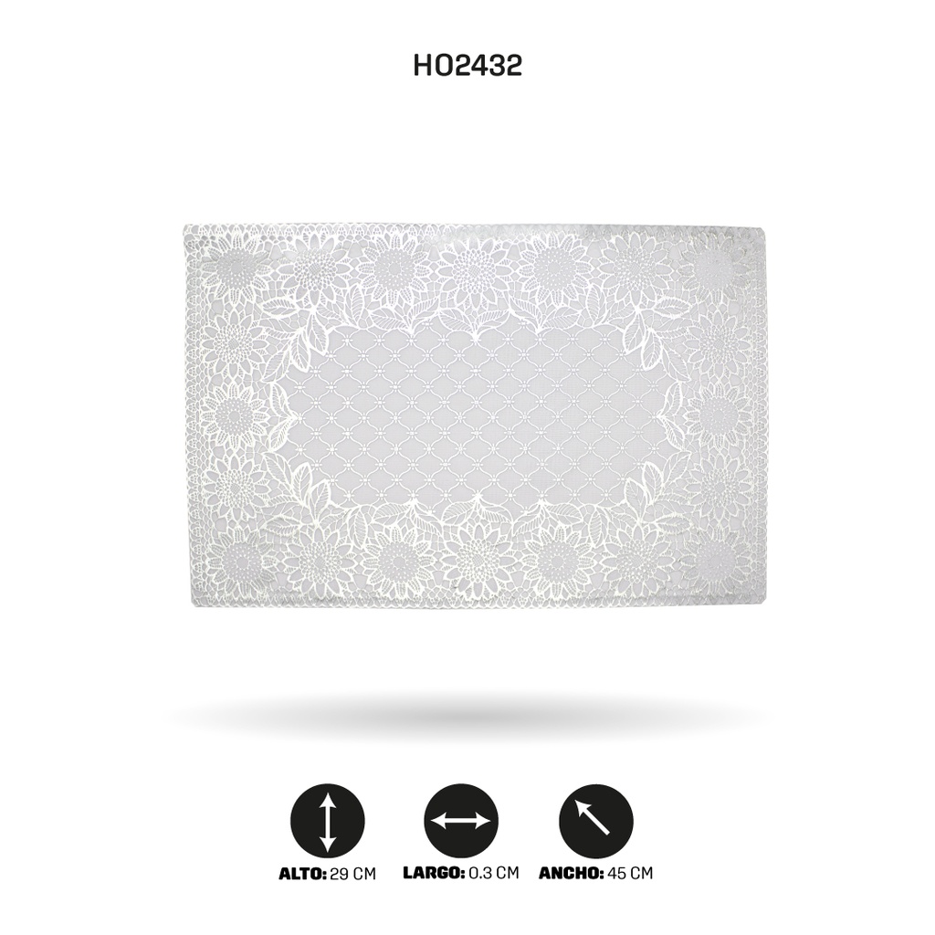 INDIVIDUAL DE MESA RECTANGULAR PLATEADO x 12[PAC5290]