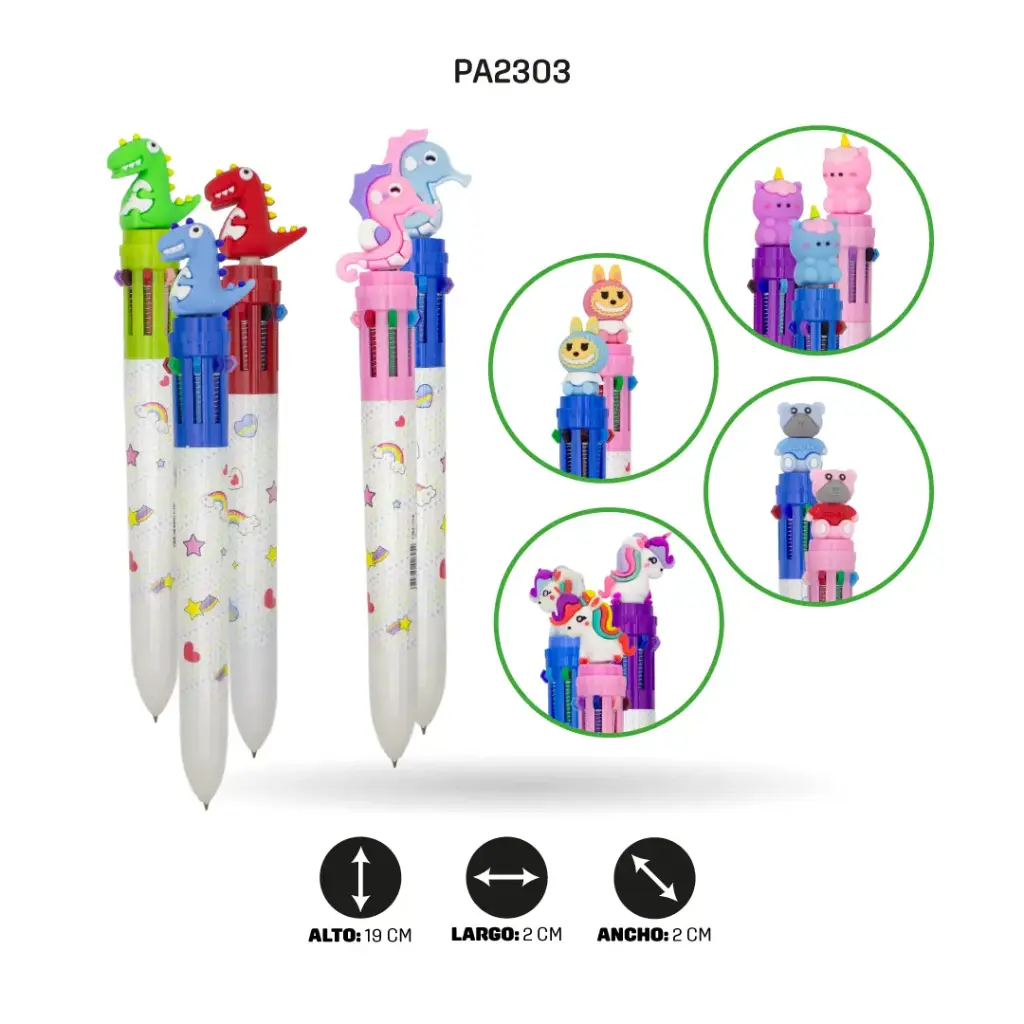 BOLIGRAFO MINA 8 COLORES 6 MOTIVOS DISPLEY X 36 QM-918[PAC4571]