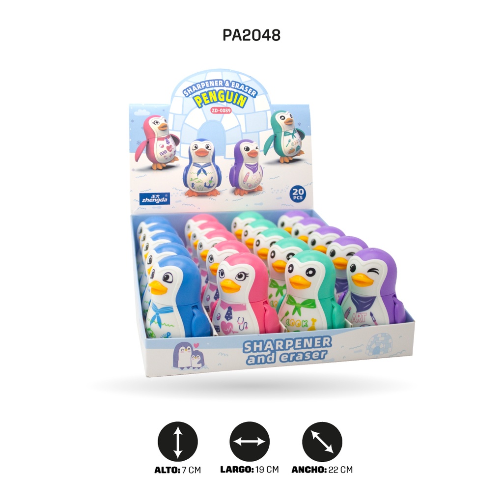 SACAPUNTA PINGÜINO PROFESIONES DOBLE CON BORRADOR DISPLAY x20 ZD-0089 [PAC5473]