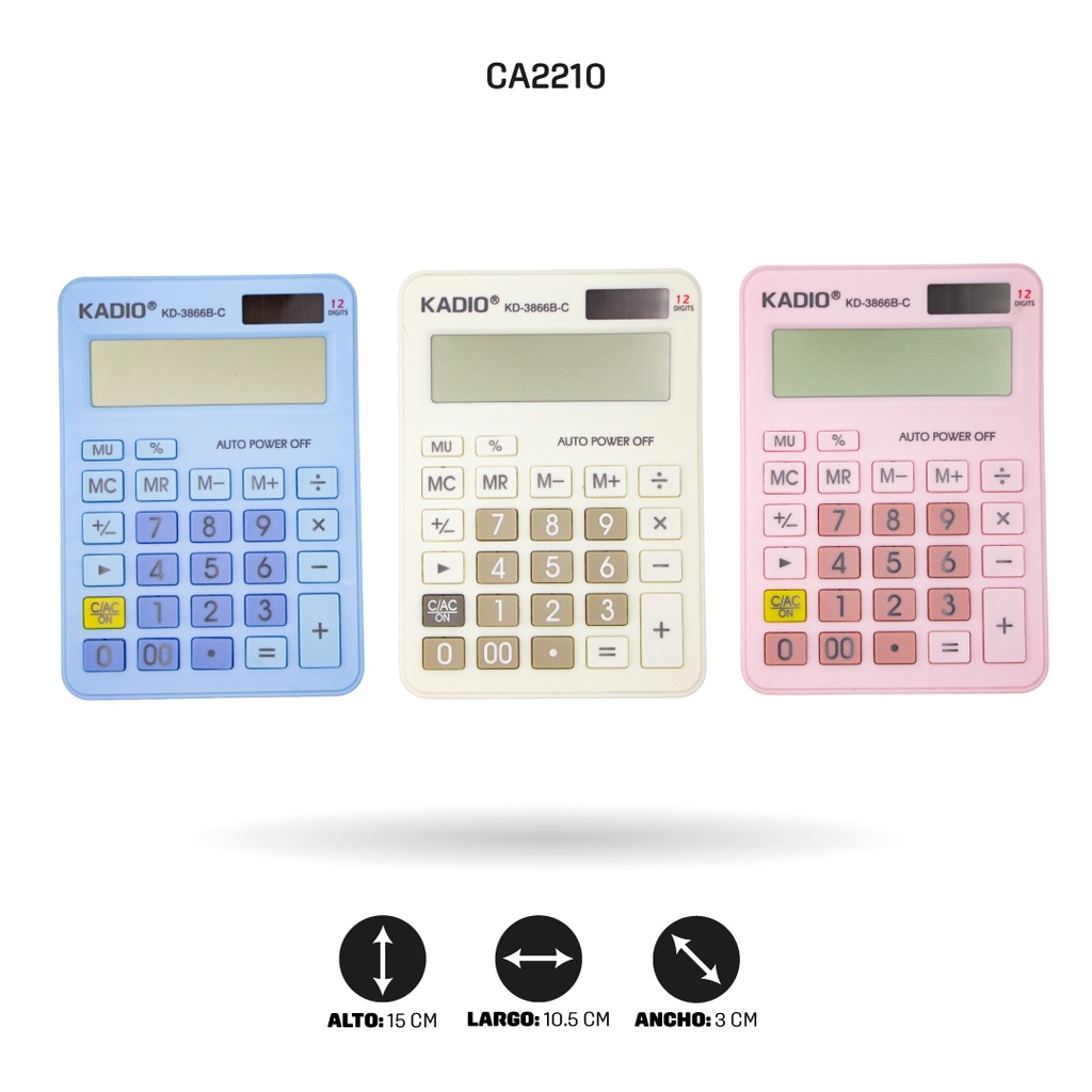 CALCULADORA KADIO 12 DIGITOS KD-3866B-C [PAC5350]