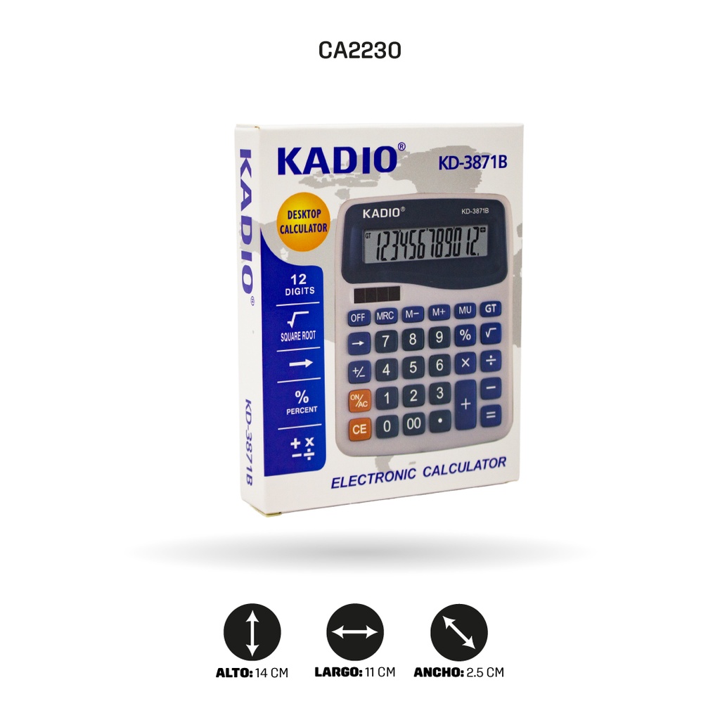 CALCULADORA KADIO 12 DIGITOS KD3871B [PAC5352]