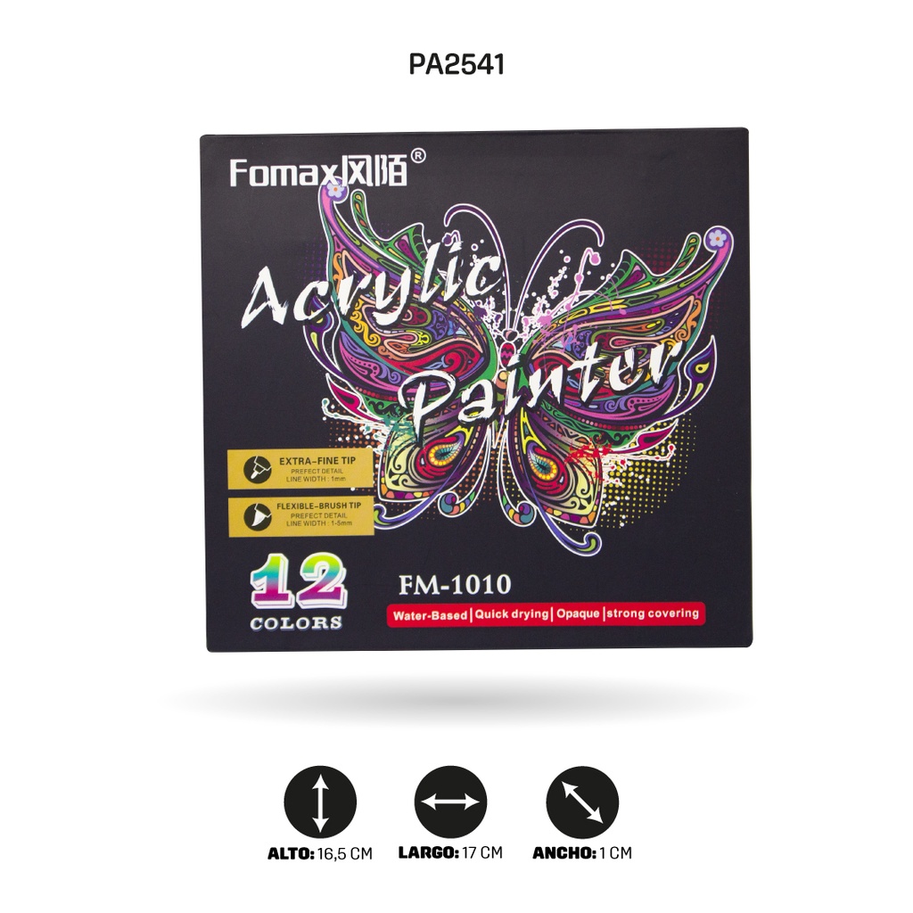 MARCADOR ACRILICO DOBLE PUNTA FM-1010 -12PCS [PAC4478]