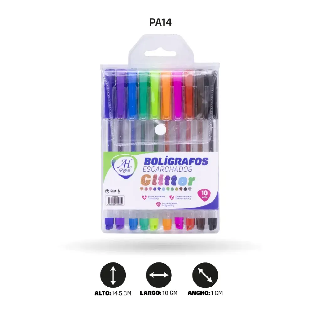 BOLIGRAFO AH ROYAL ESCARCHADO COLORES SURTIDOS  DPS X 10 UND [PA1145]