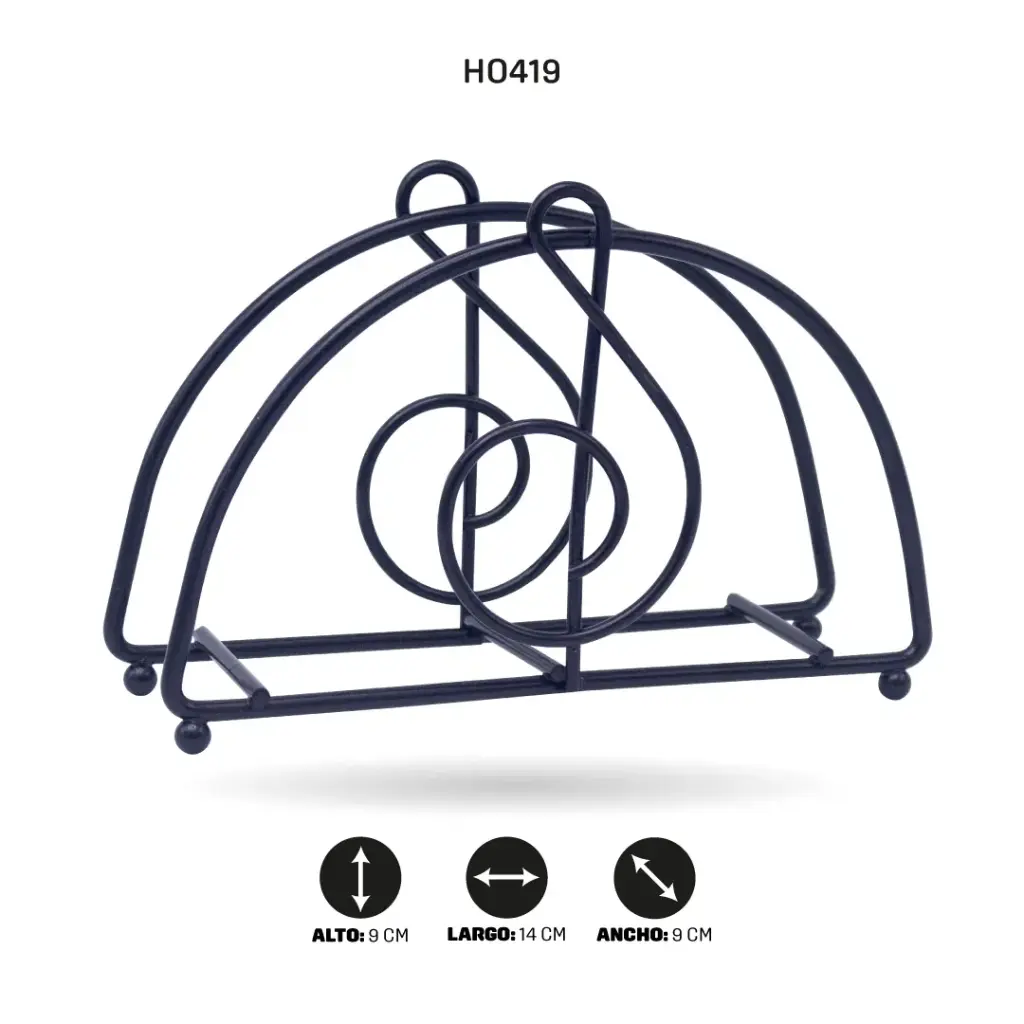 SERVILLETERO NEGRO SEMICIRCULAR NOTA MUSICAL [PAC6466]