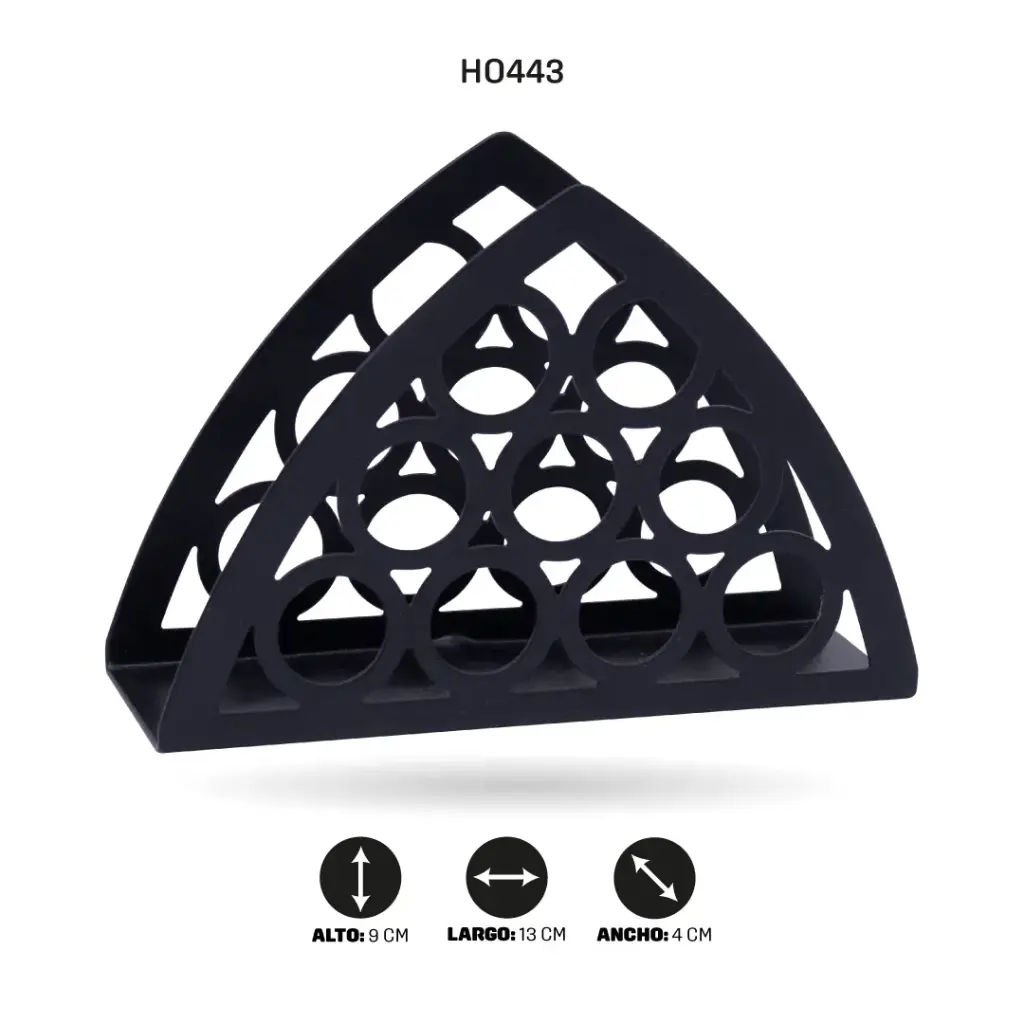 SERVILLETERO NEGRO TRIANGULAR CON CIRCULOS [PAC6471]