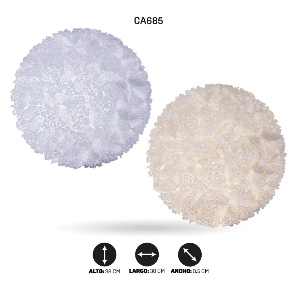 INDIVIDUAL REDONDO CON MARIPOSAS  38CM (DISPLAY X12) [PAC6588]