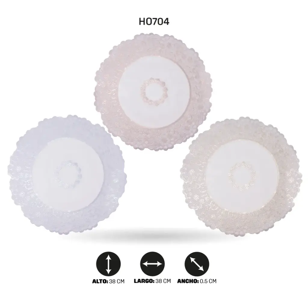 INDIVIDUAL REDONDO ENCAJE FLORAL 38CM (DISPLAY X12) [PAC6598]