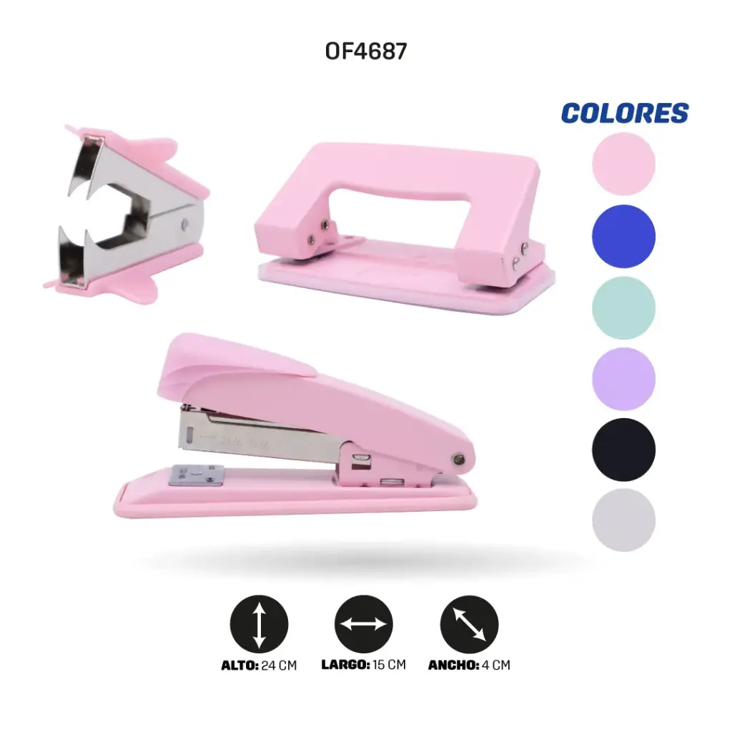 JUEGO DE GRAPADORA COLORES PASTEL BC-MKL03C-4SP [PAC6422]