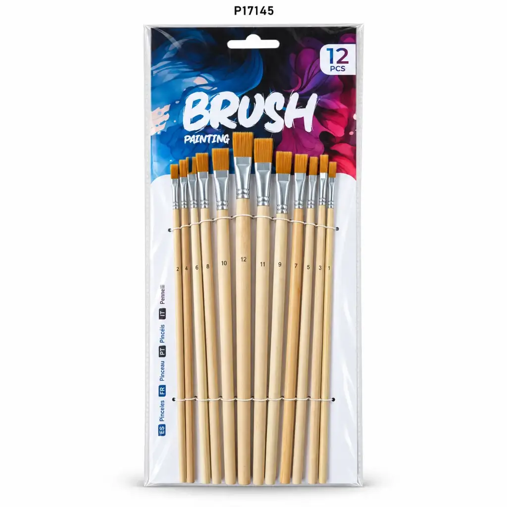 PINCEL NYLON PLANO BRUSH X 12 PCS -DEL 1 AL 12  [PAC7126]