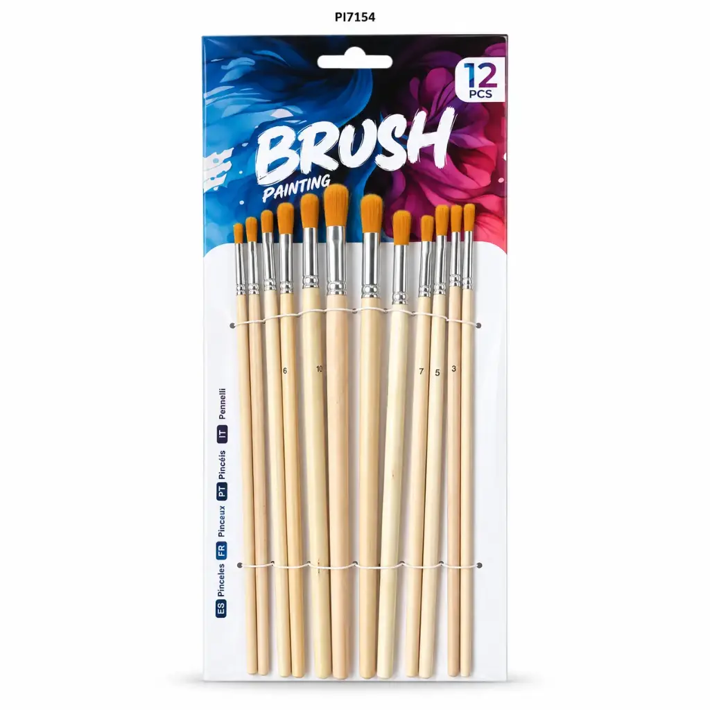 PINCEL NYLON REDONDO BRUSH X 12 PCS - DEL 1 AL 12  [PAC7127]