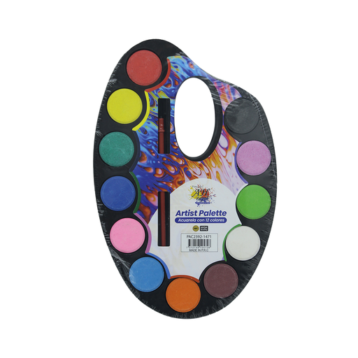 [AR1471] PALETA ARTISTICA O ACUARELA X 12 COLORES PEQUEÑA [PAC2392-1471-PAC2392]