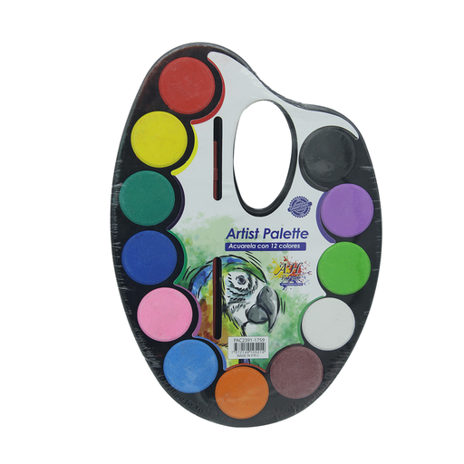 [AR1759] PALETA ARTISTICA O ACUARELA X 12 COLORES GRANDE [PAC2391-17591]