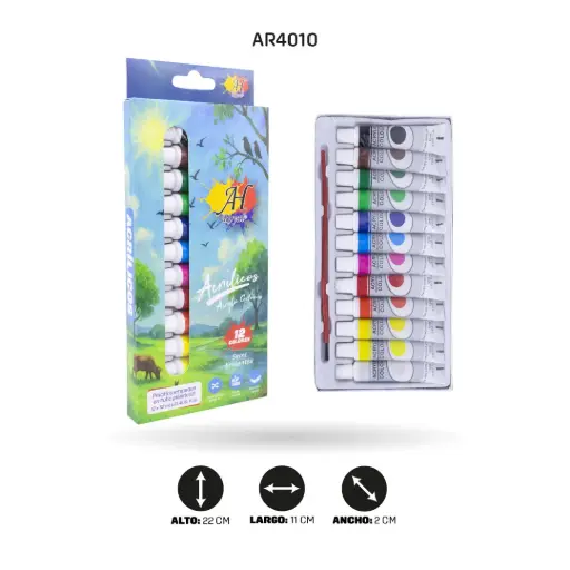 ACRILICO AH ROYAL 12 COLORES POR 12 ML [PAC70059-4010]