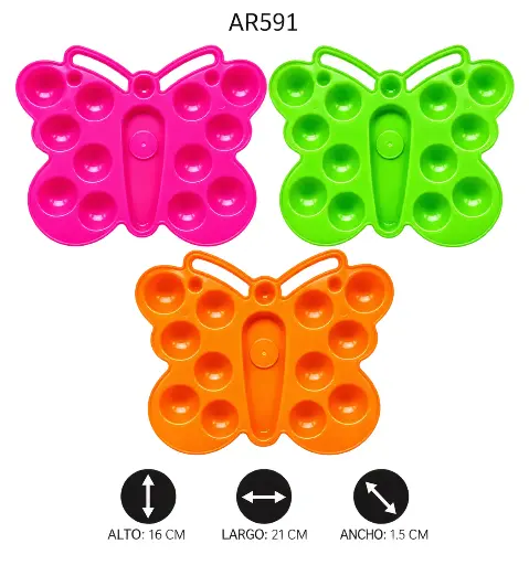 PALETA NACIONAL PLASTICA DE COLORES FIGURA MARIPOSA [] 