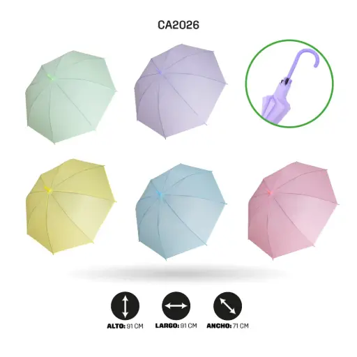 [CA2026] SOMBRILLA PLASTICA DE COLORES PASTEL [PAC2258-PAC50185]