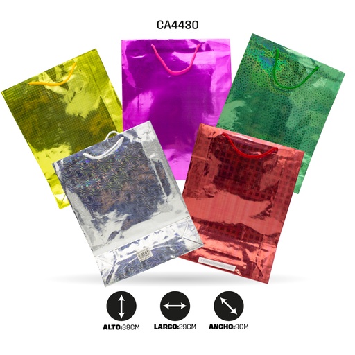 [CA4430] BOLSA DE REGALO HOLOGRAMADA NO.5 GRUESA (37.5cm x 29.5cm x 9cm) [PAC70496-4430]