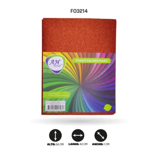 [FO3214] FOAMY 4 CARTA AHROYAL ESCARCHADO ROJO X 10 UNDS [AH29101315-AH21101315]
