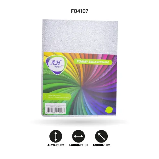 [FO4107] FOAMY CARTA AH ROYAL ESCARCHADO PLATA X 10 UNDS [AH11101215-4107-AH11101215]