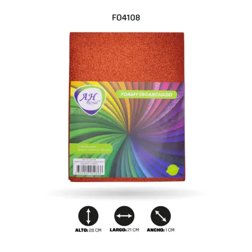 [FO4108] FOAMY CARTA AH ROYAL ESCARCHADO ROJO X 10 UNDS [AH11101315-4108]