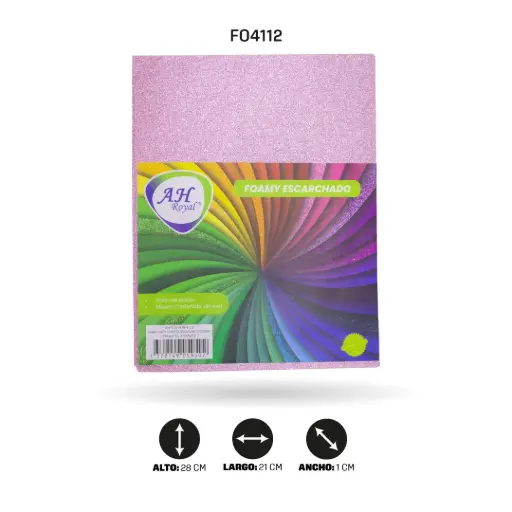 [FO4112] FOAMY CARTA AH ROYAL ESCARCHADO ROSADO X 10 UNDS [AH11101415-4112-AH11101415]