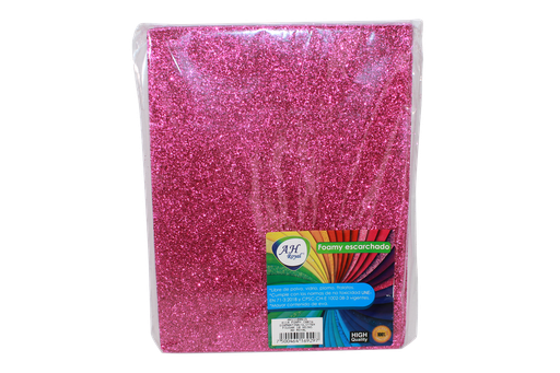 [FO4114] FOAMY CARTA AH ROYAL ESCARCHADO FUCSIA X 10 UNDS [AH11100615-4114-AH11100615]