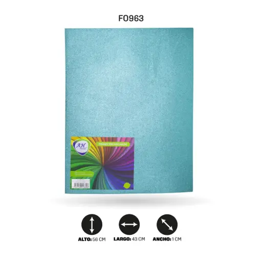 [FO963] FOAMY 4 CARTA AH ROYAL ESCARCHADO TURQUESA X 10 UNDS [AH21102215]