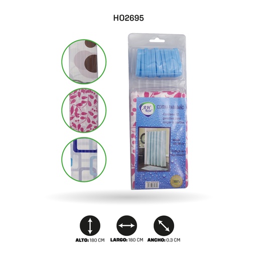 [HO2695] CORTINA PARA BAÑO BLISTER GRUESO 101- 180x180 [PAC30130-2695]