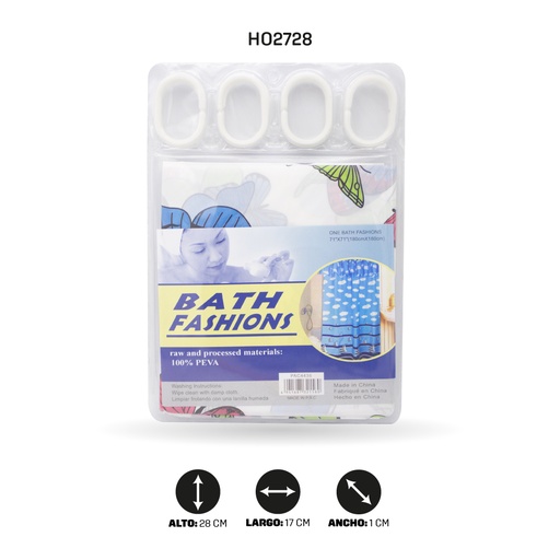 [HO2728] CORTINA PLASTICA CASA BONITA 101-5 X100 [PAC40073-2728-PAC4437]