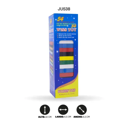 JUEGO DIDACTICO JENGA DE MADERA  COLORES VARIOS [PAC2299-538]